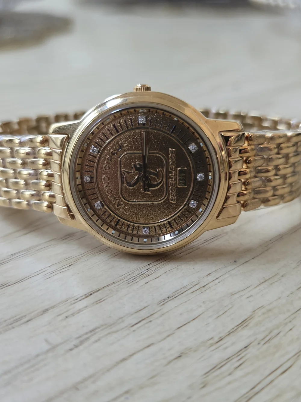 Gold Tone Men’s Analog Watch with Crystal Accents